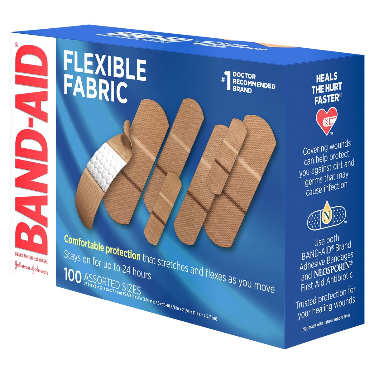 slide 3 of 7, BAND-AID Brand FlexibleFabric Adhesive Bandages, Assorted, 100 ct, 100 ct