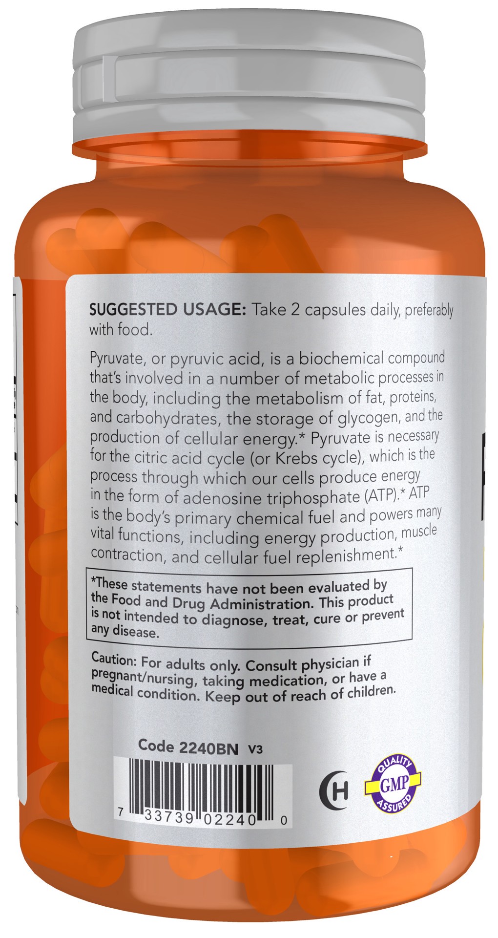 slide 3 of 5, NOW Pyruvate - 100 Veg Capsules, 100 ct