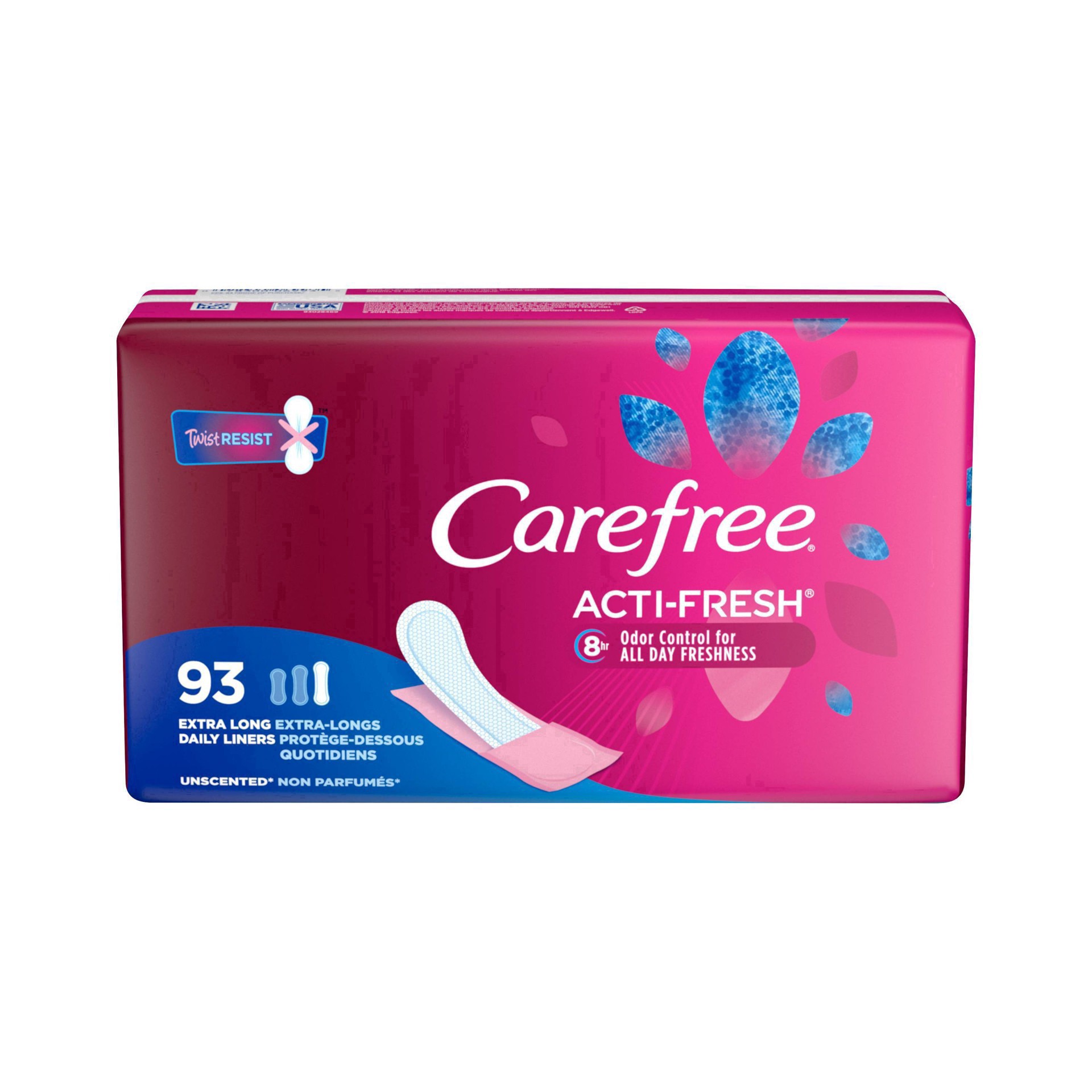 slide 31 of 61, Carefree Extra Long Wrapped Panty Liners Unscented, 93 ct
