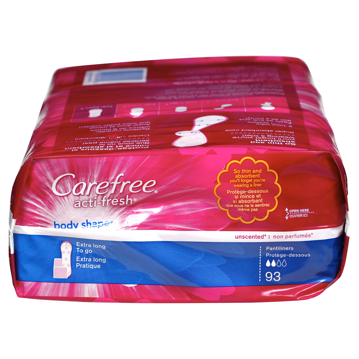 slide 44 of 61, Carefree Extra Long Wrapped Panty Liners Unscented, 93 ct