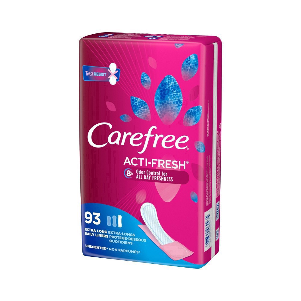 slide 13 of 61, Carefree Extra Long Wrapped Panty Liners Unscented, 93 ct