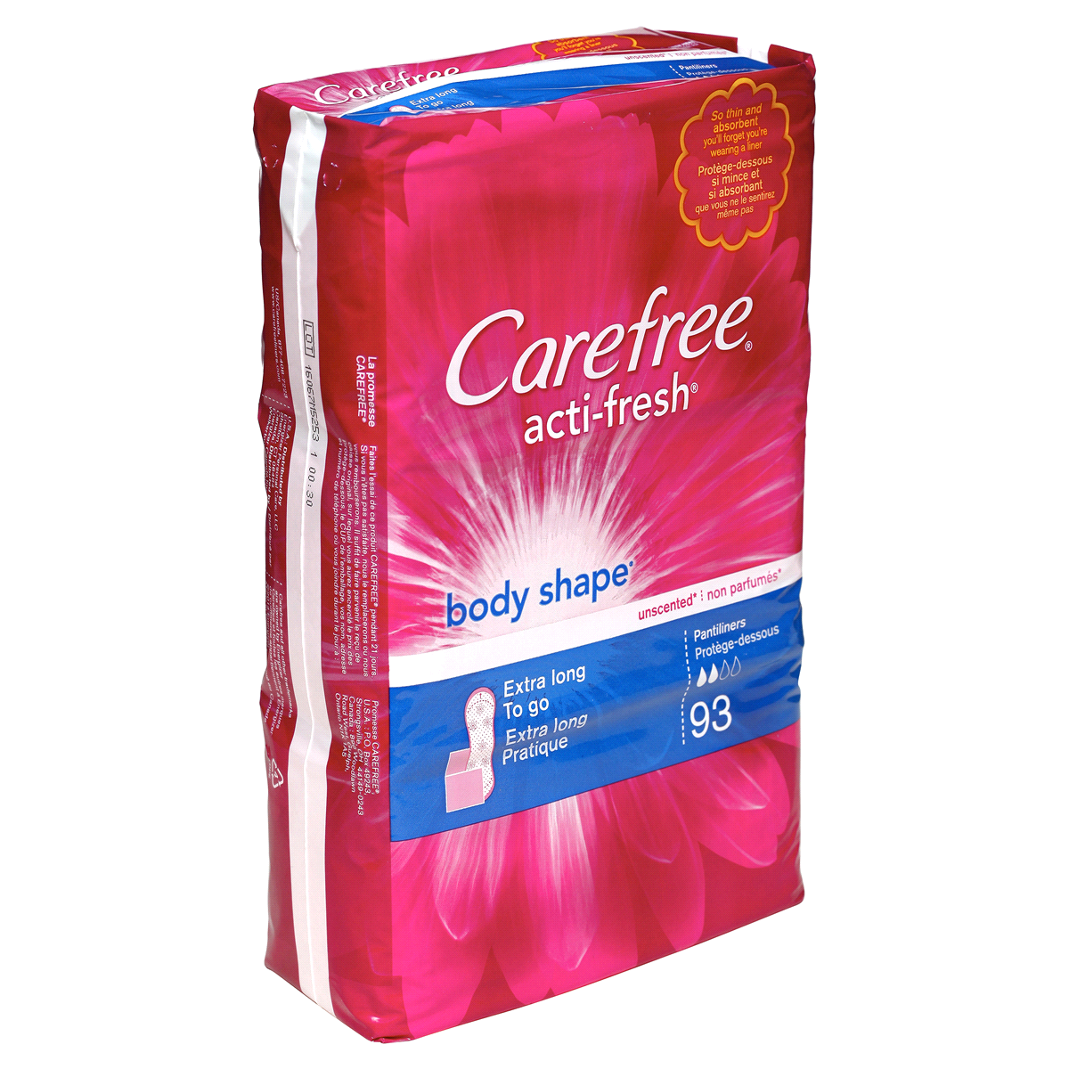 slide 56 of 61, Carefree Extra Long Wrapped Panty Liners Unscented, 93 ct