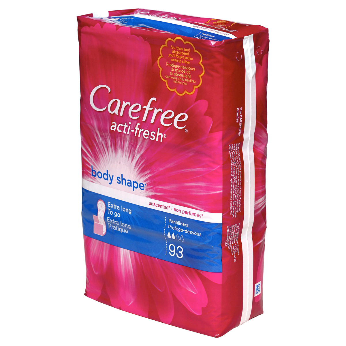 slide 43 of 61, Carefree Extra Long Wrapped Panty Liners Unscented, 93 ct