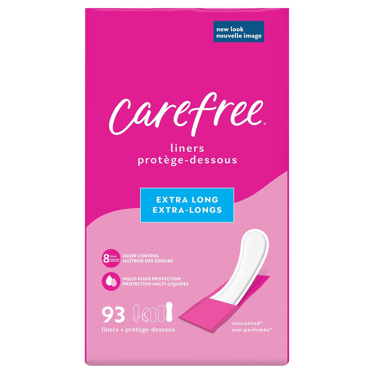 slide 1 of 61, Carefree Extra Long Wrapped Panty Liners Unscented, 93 ct