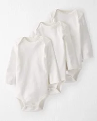 Littleplanet Baby 3-Pack Organic Cotton Bodysuits - NB White