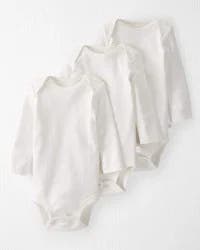Littleplanet Baby 3-Pack Organic Cotton Bodysuits - NB White
