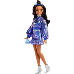 Barbie Deluxe Style Fashion Doll #7 in Metallic Blue Top and Skirt with Accessories, Brunette