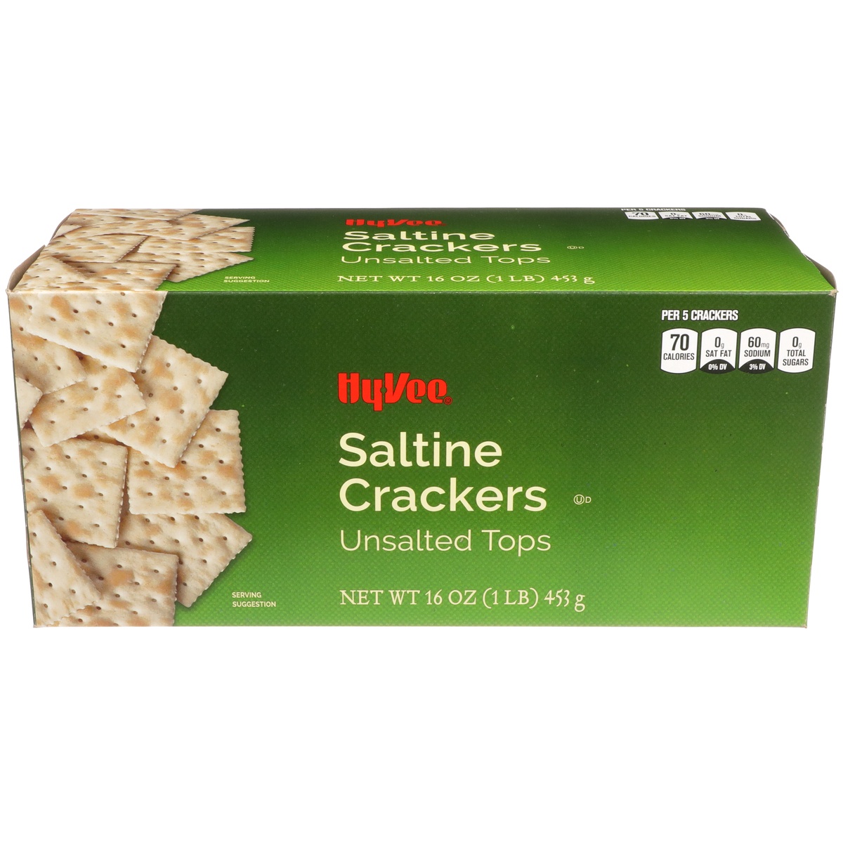 slide 1 of 1, Hy-vee Unsalted Tops Saltine Crackers, 16 oz