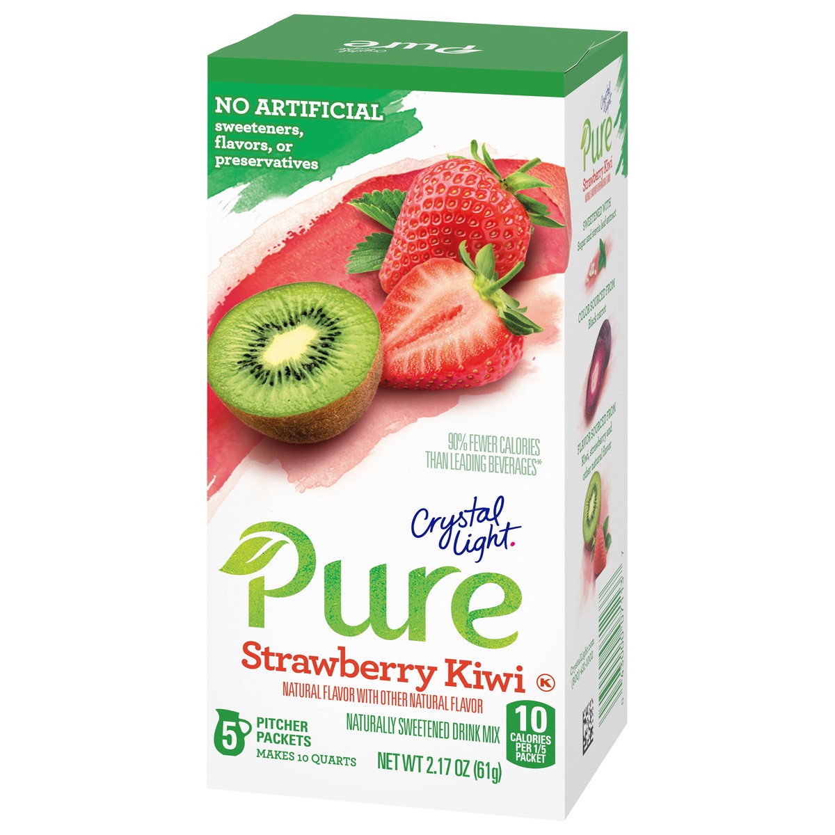 slide 6 of 9, Crystal Light Pure Strawberry Kiwi Naturally Flavored Powdered Drink Mix with No Artificial Sweeteners, 5 ct Pitcher Packets, 5 ct