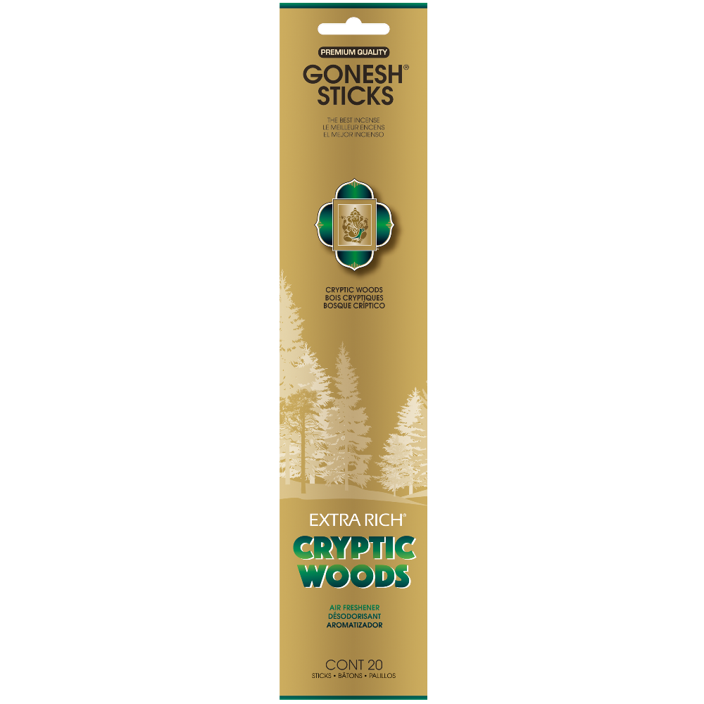 slide 1 of 1, Gonesh Incense Extra Rich Cryptic Woods Air Freshener, 20 ct