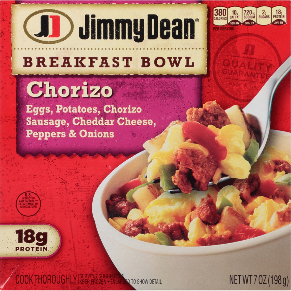 slide 1 of 6, Jimmy Dean Breakfast Bowl, Chorizo, Frozen, 7 oz Bowl, 7 oz