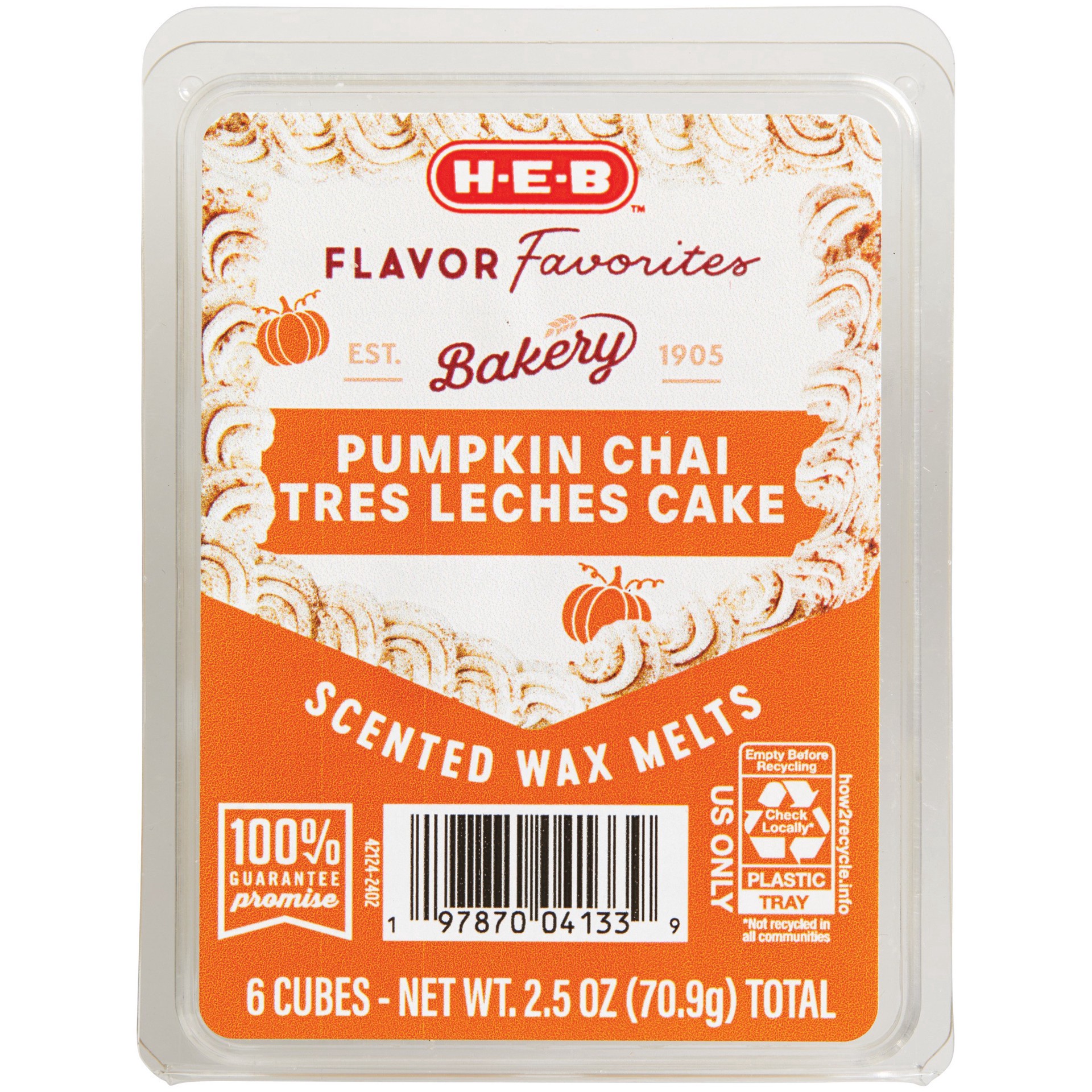 slide 1 of 1, H-E-B Flavor Favorites Pumpkin Chai Tres Leches Scented Cake Wax Melts, 2.5 oz