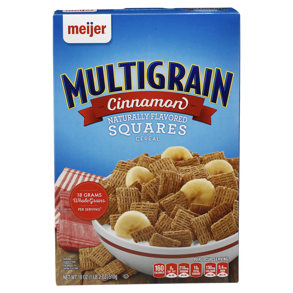 slide 1 of 3, Meijer Multigrain Cinnamon Squares Cereal, 18 oz