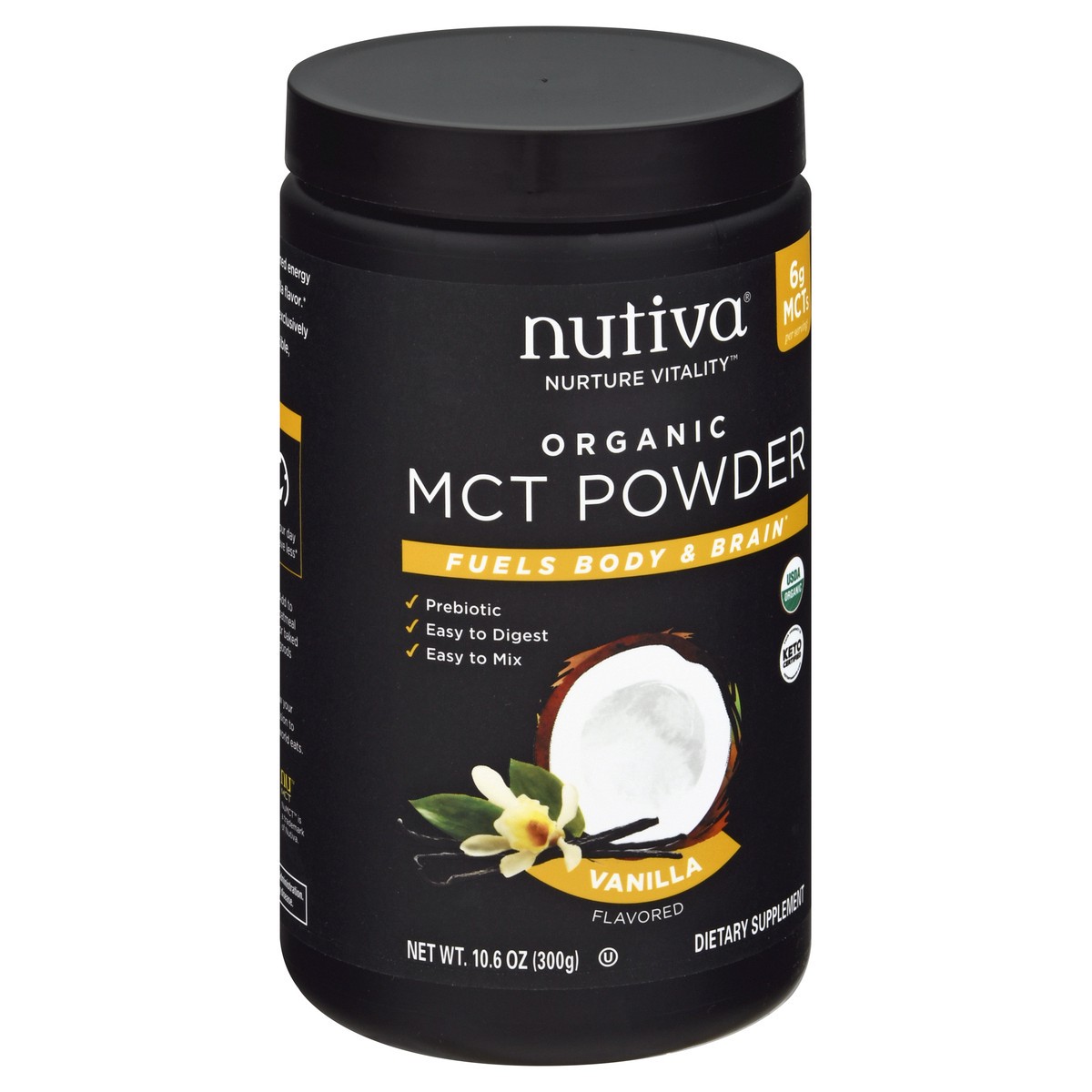 slide 2 of 9, Nutiva Nurture Vitality Organic Vanilla Flavored MCT Powder 10.6 oz, 10.6 oz