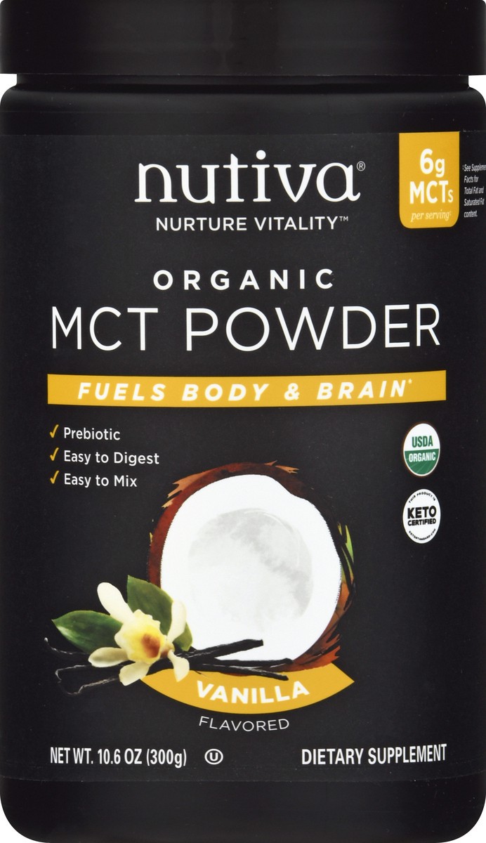 slide 6 of 9, Nutiva Nurture Vitality Organic Vanilla Flavored MCT Powder 10.6 oz, 10.6 oz