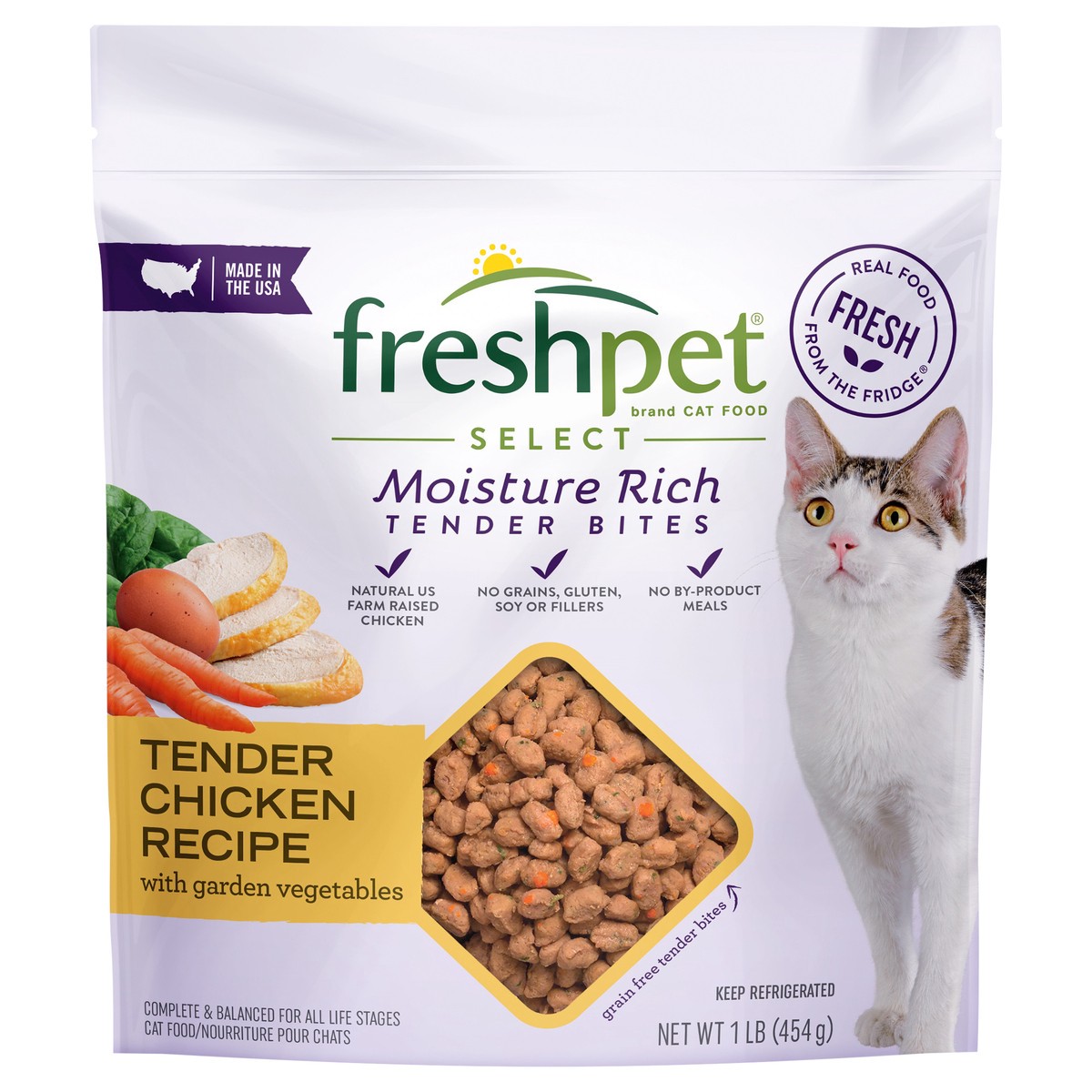 slide 1 of 1, Freshpet Select Moisture Rich Tender Bites Tender Chicken Recipe Cat Food 1 lb, 1 lb