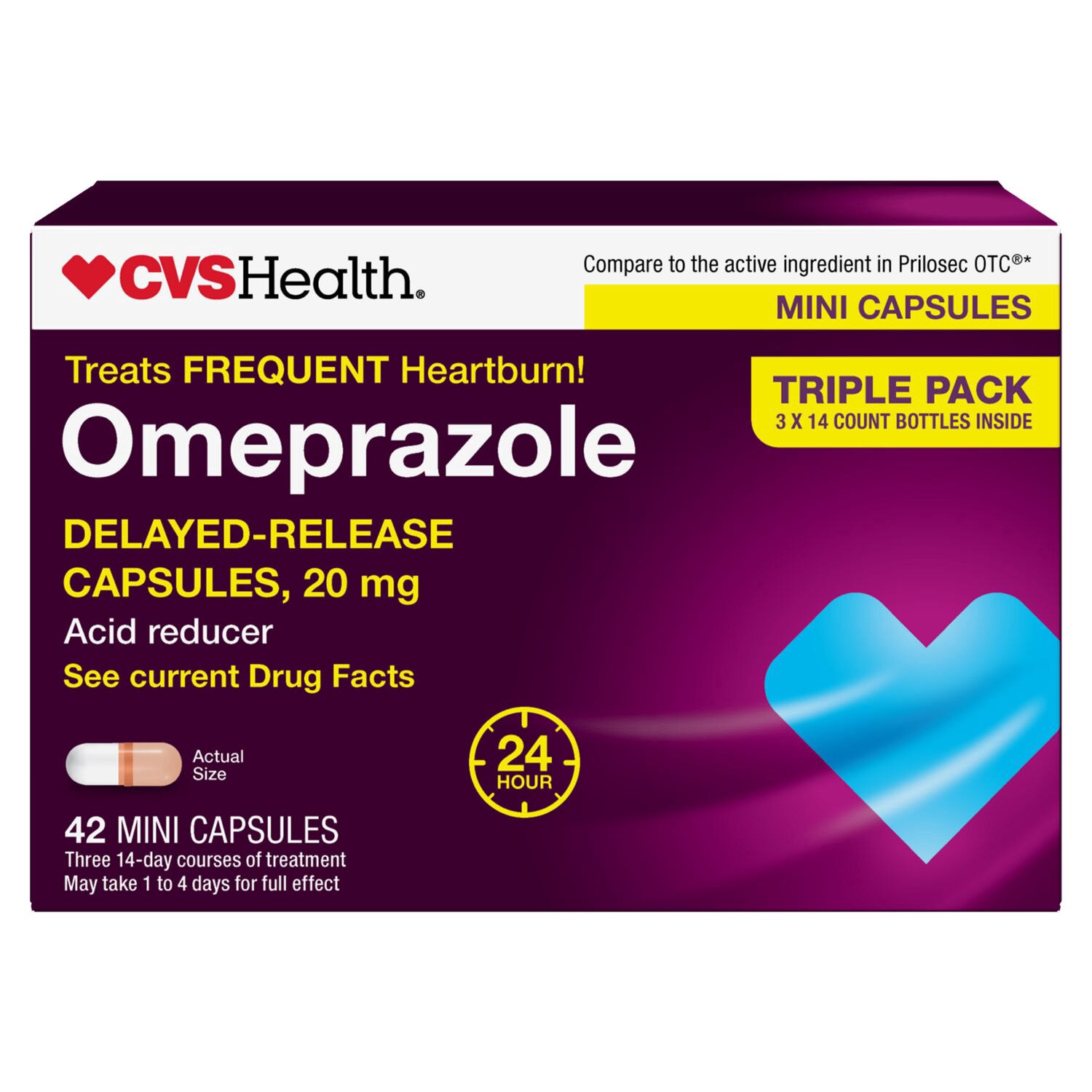 slide 1 of 1, Cvs Health Omeprazole Delayed Release Mini Capsule, 42 ct