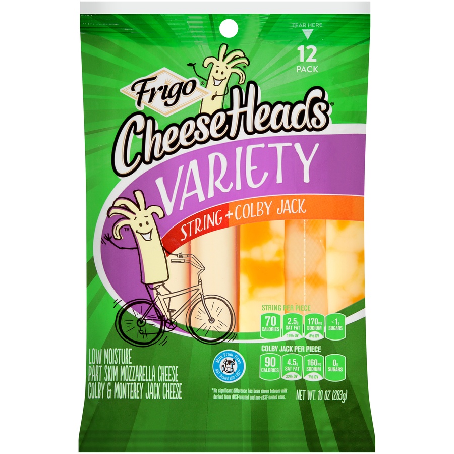 slide 1 of 6, Frigo Cheese Heads Variety Colby Jack String & Cheese Sticks, 12 ct