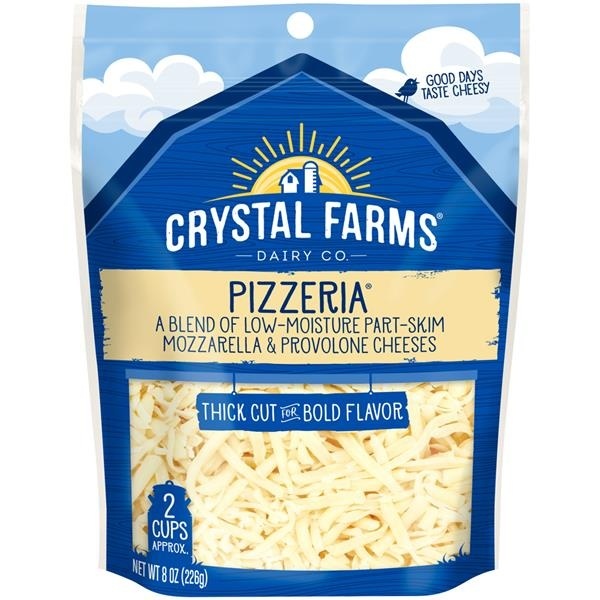 slide 1 of 1, Crystal Farms Finely Shredded Pizzeria Cheese, 8 oz
