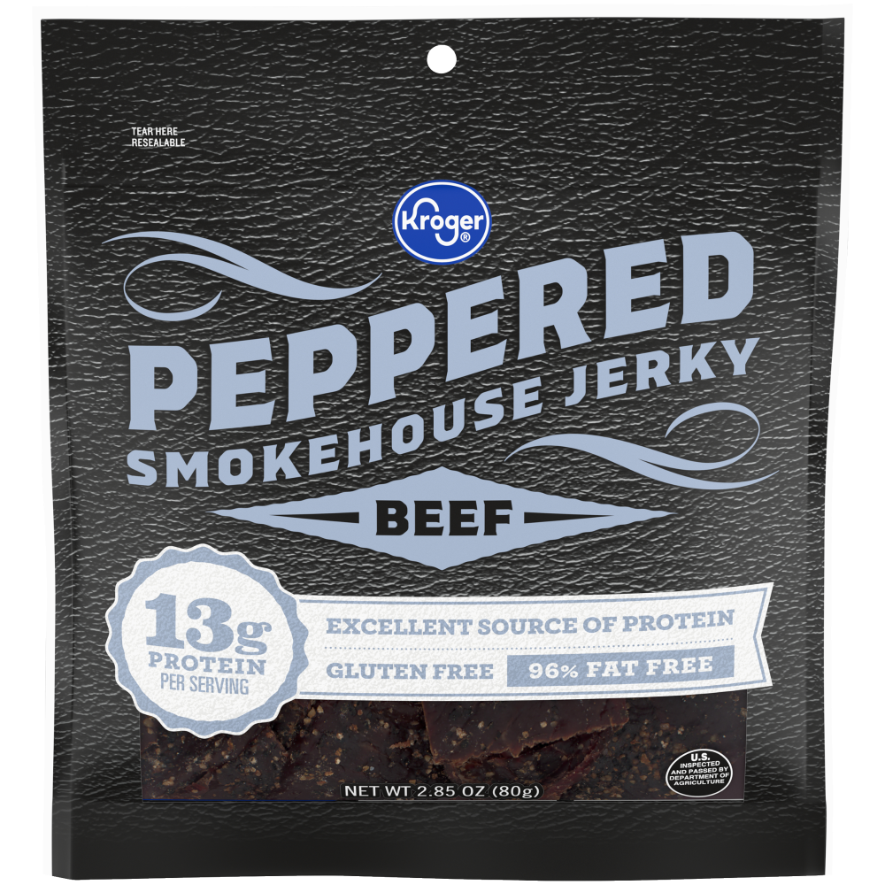 slide 2 of 2, Kroger Peppered Beef Jerky, 2.85 oz