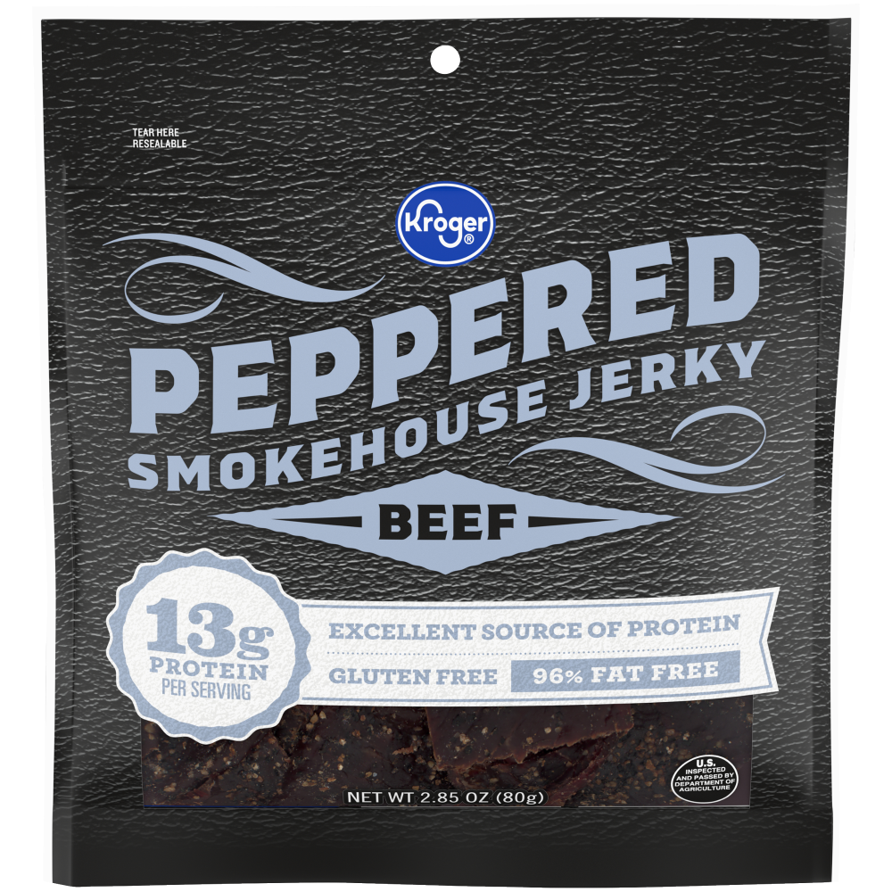 slide 1 of 2, Kroger Peppered Beef Jerky, 2.85 oz
