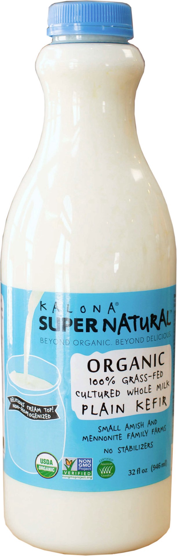 slide 1 of 1, Kalona Supernatural Organic Plain Whole Milk Kefir, 32 oz