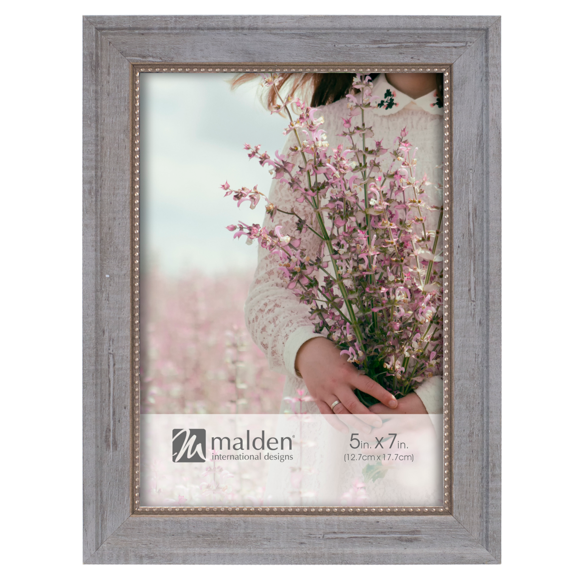 slide 1 of 1, MALDEN Distressed Gray with Gold Boarder TT FRAME 5X7, 1 ct