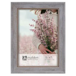 Malden Distressed Gray with Gold Border Tabletop Frame 5x7