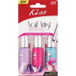 slide 1 of 1, Kiss Nail Artist Paints & Tip Guides, 1 ct