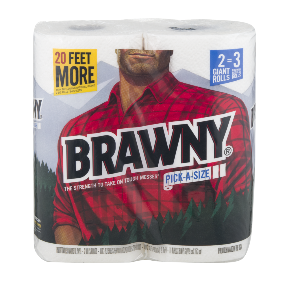 slide 1 of 1, Brawny Pick-A-Size Paper Towel Giant Rolls, 2 ct