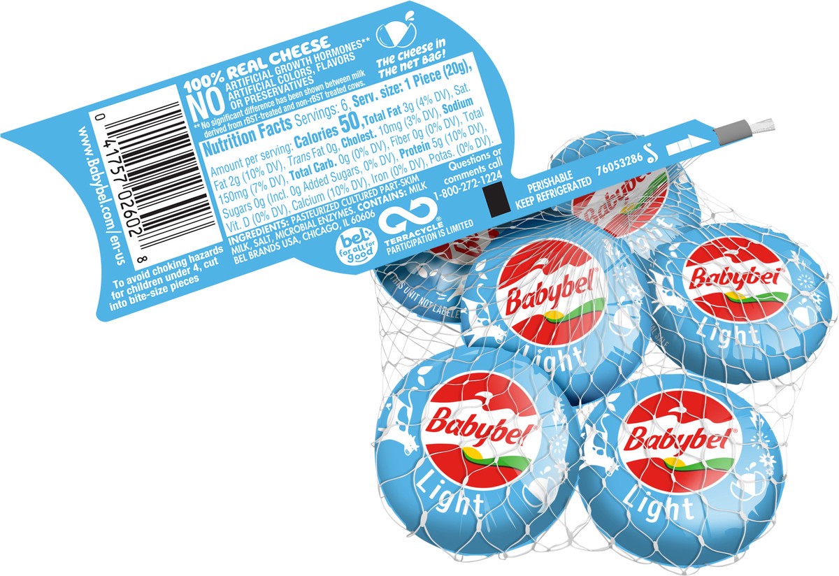 slide 3 of 3, Babybel Mini Babybel Light Snack Cheese, 6 Pack (4.2 oz), 6 ct