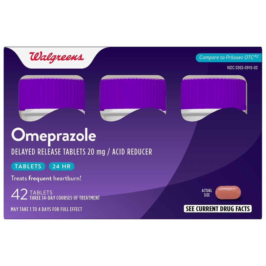 Walgreens Omeprazole Delayed Release Tablets 20 mg, Acid Reducer 42 ct