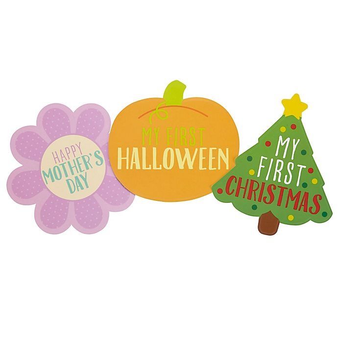 slide 1 of 4, Pearhead Baby's First Holiday Shape Stickers'', 13 ct