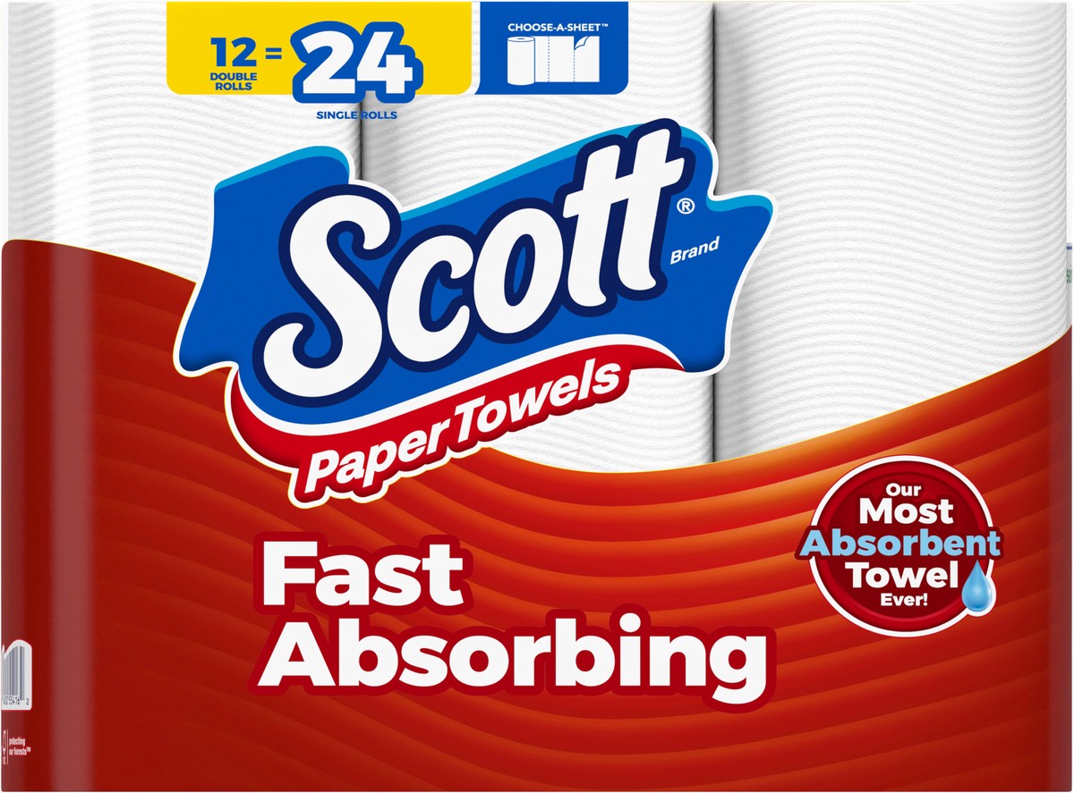 slide 7 of 11, Scott Paper Towels, Choose-A-Sheet, 12 Double Rolls = 24 Regular Rolls (100 Sheets Per Roll), 12 ct