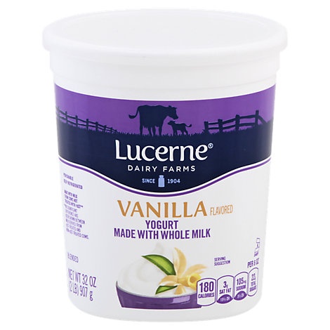 slide 1 of 1, Lucerne Yogurt Whole Milk Vanilla, 32 oz