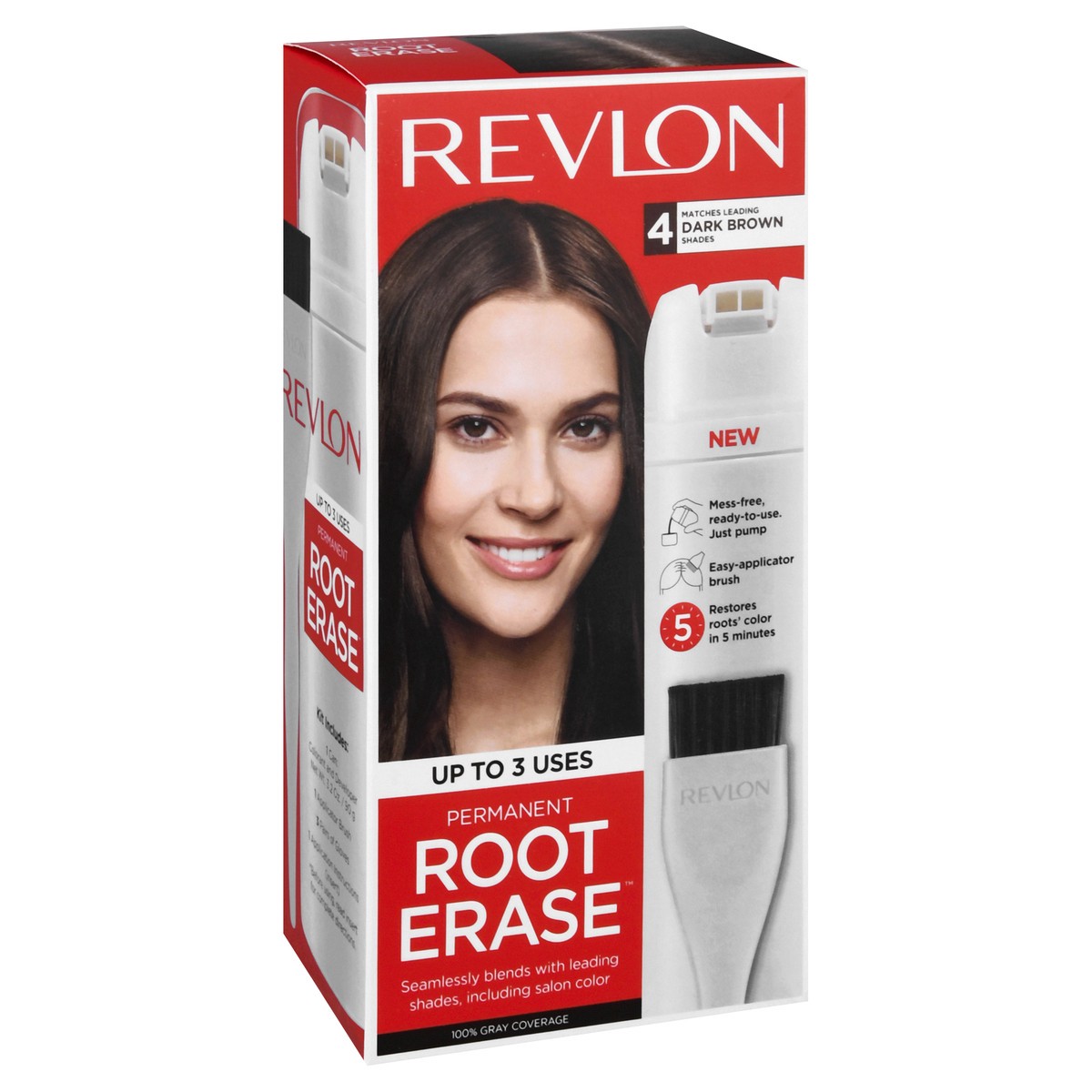 slide 2 of 9, Revlon Root Erase 4 Dark Brown Permanent Hair Color 1 ea, 3.2 fl oz