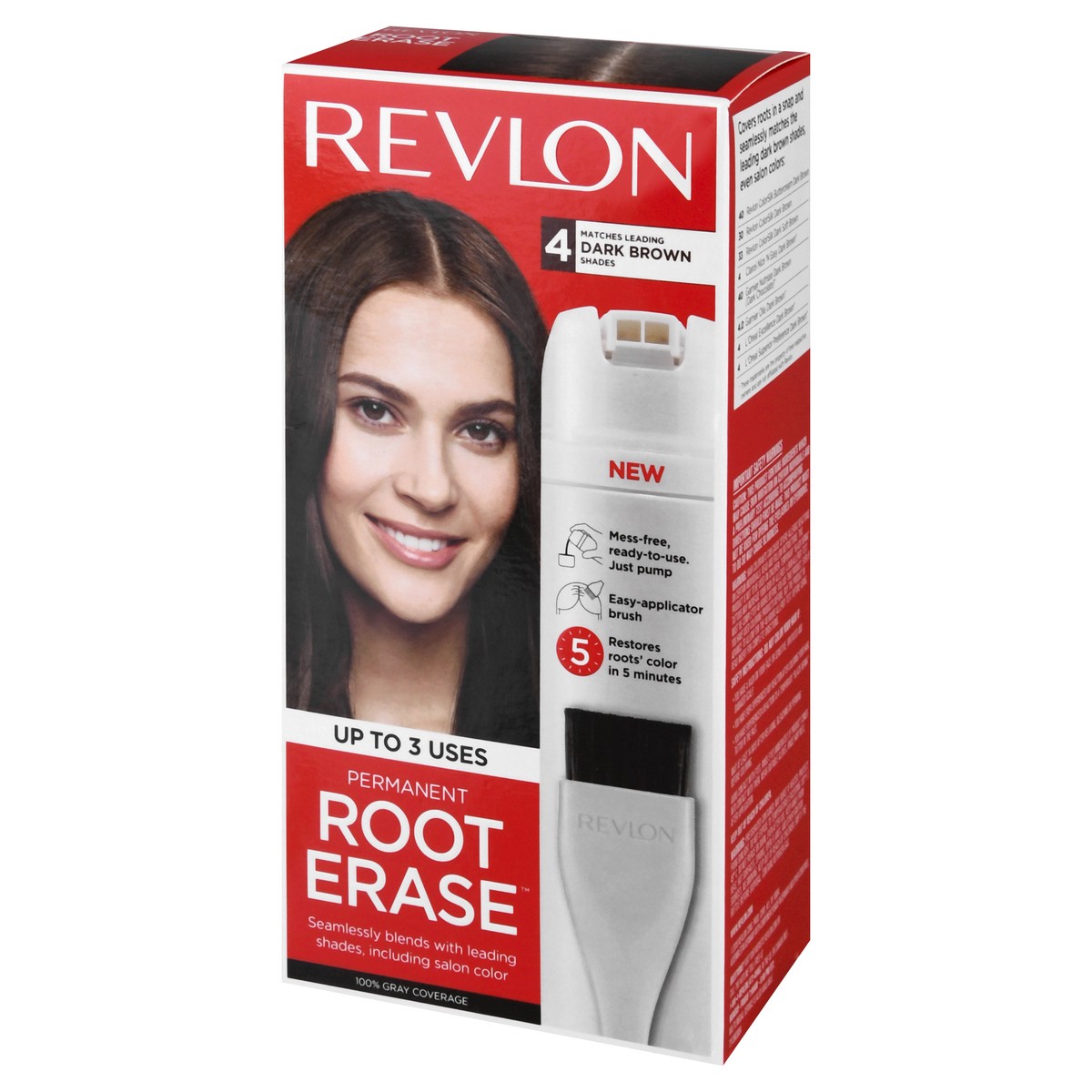 slide 3 of 9, Revlon Root Erase 4 Dark Brown Permanent Hair Color 1 ea, 3.2 fl oz