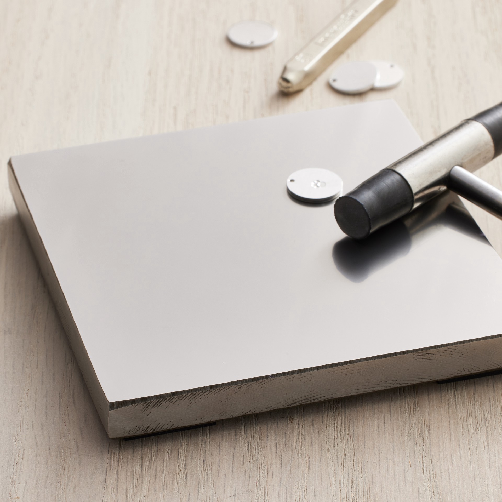 slide 3 of 4, Impressart Large Stamping Steel Block, 4 in x 4 in x 3/8 in