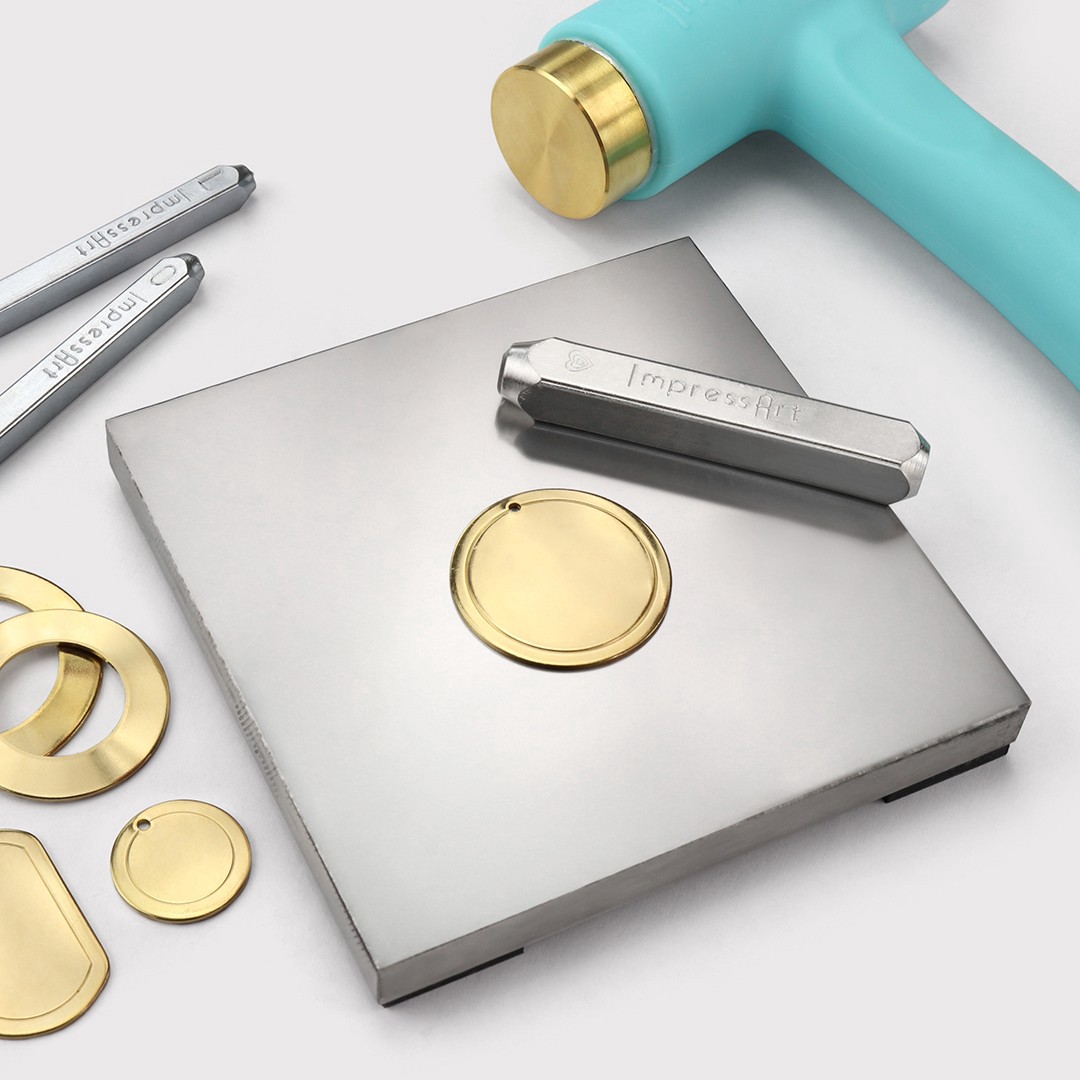 slide 4 of 4, Impressart Large Stamping Steel Block, 4 in x 4 in x 3/8 in