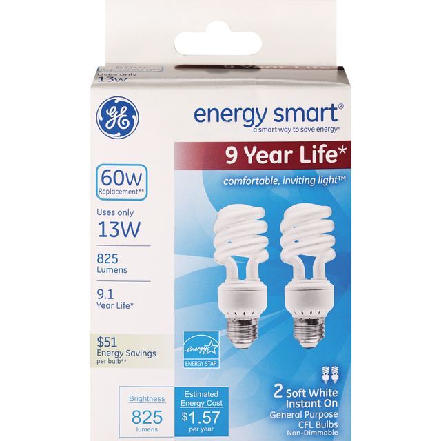 slide 1 of 4, GE ENERGY SMART CFL General Electric Energy Smart Spiral Bulb 13 Watt, 1 ct