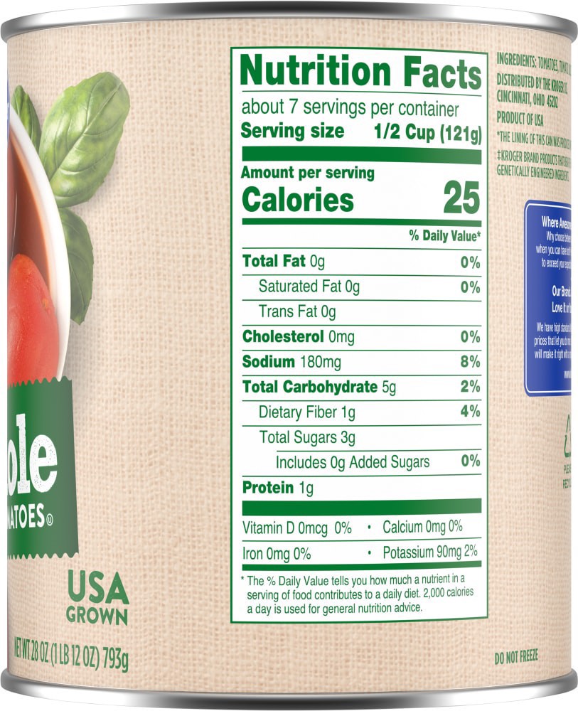 slide 2 of 4, Kroger Whole Peeled Tomatoes In Tomato Juice, 28 oz