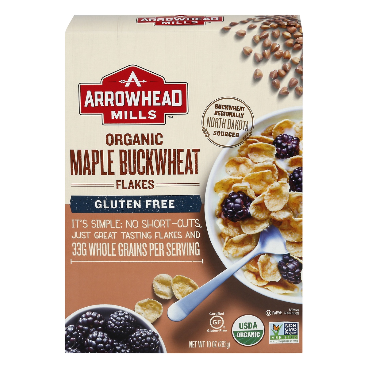 slide 1 of 1, Arrowhead Mills Organic Maple Buckwheat Flakes Cereal, 10 oz