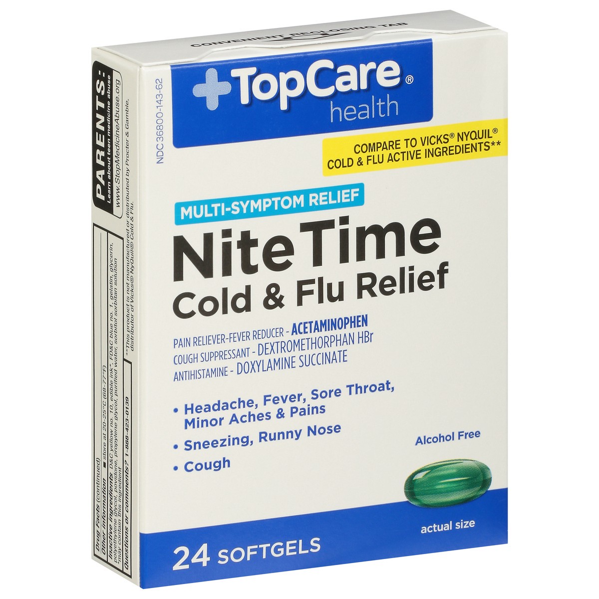 slide 10 of 10, TopCare Top Care Nite Time Cold And Flu Relief Softgels, 24 ct