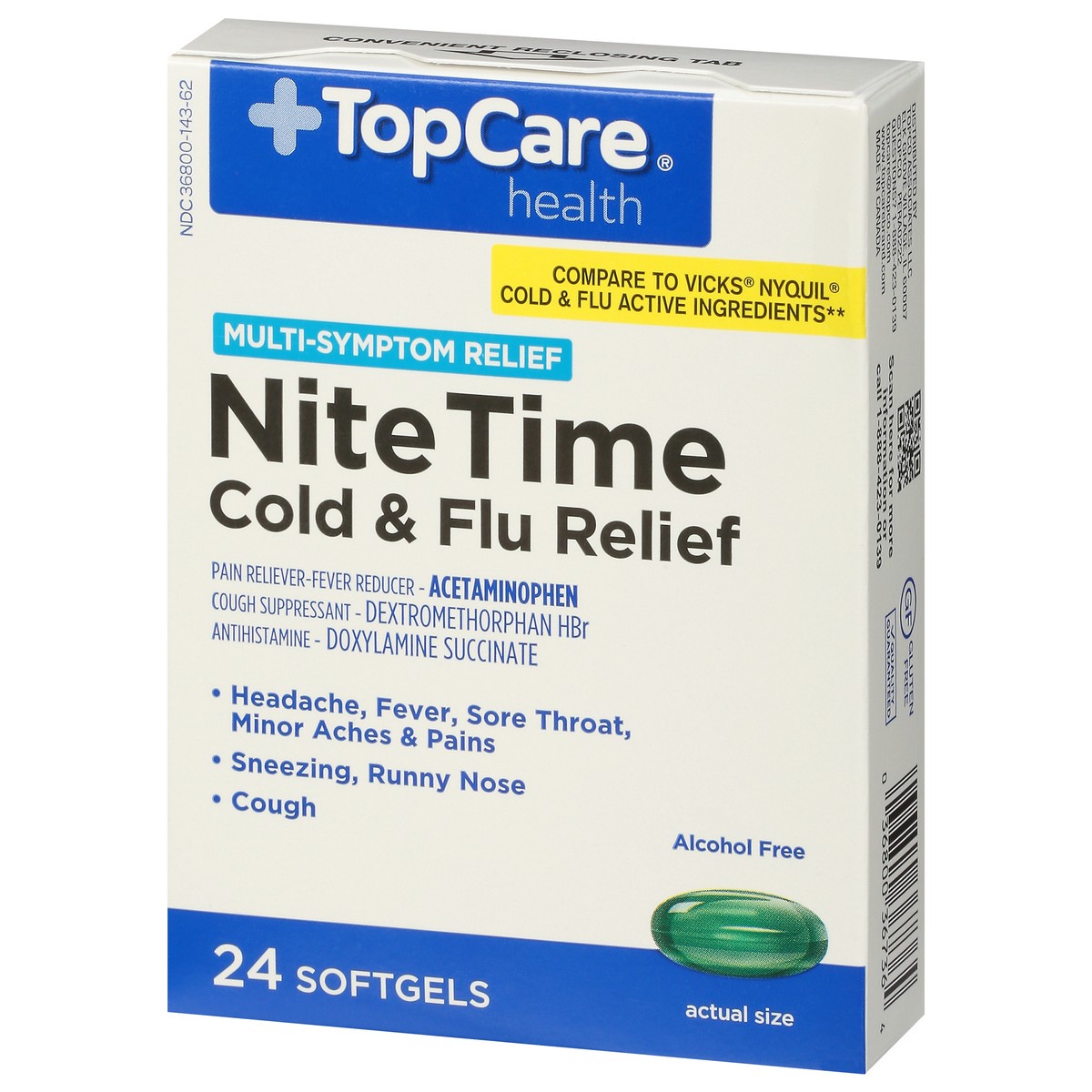 slide 6 of 10, TopCare Top Care Nite Time Cold And Flu Relief Softgels, 24 ct