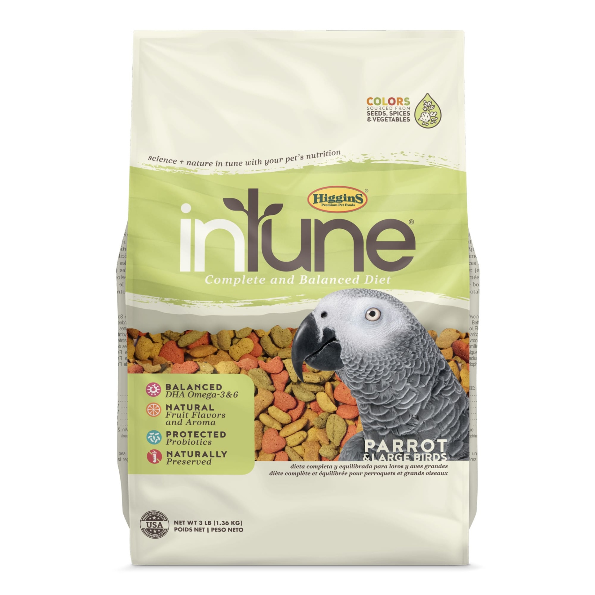 slide 1 of 1, Higgins InTune Natural Food Mix for Parrots, 3 lb