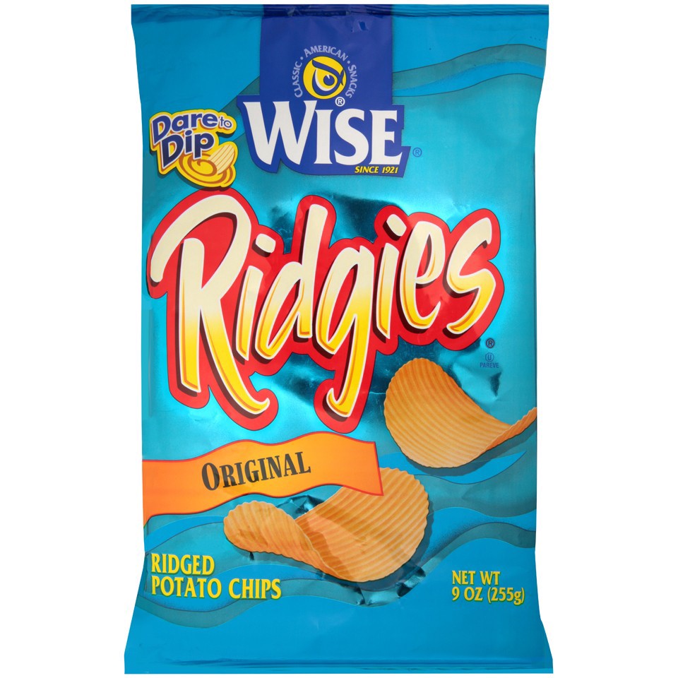 slide 1 of 6, Wise Ridgies Potato Chips, 9 oz