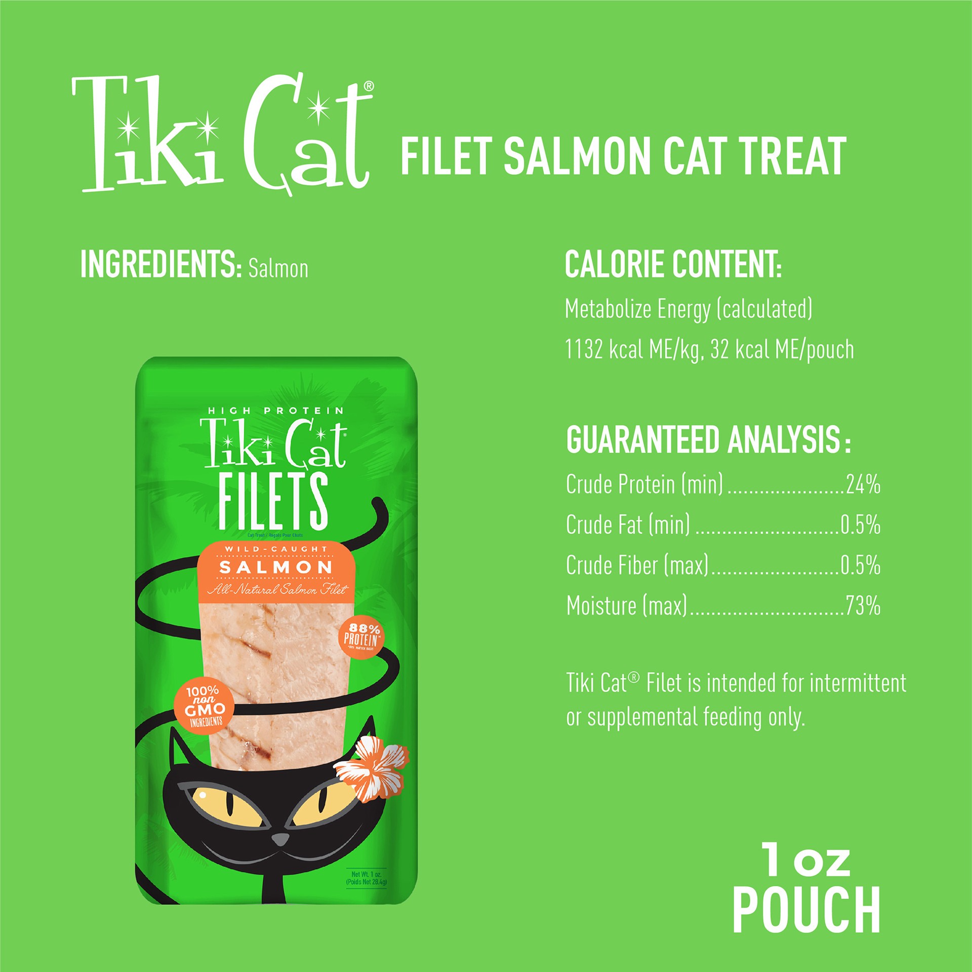 slide 4 of 8, Tiki Cat Filets Wet Cat Food Topper Salmon 1 oz. Pouch, 1 ct