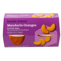 Know & Love Mandarin Oranges Fruit Cup In Juice 4 Pack