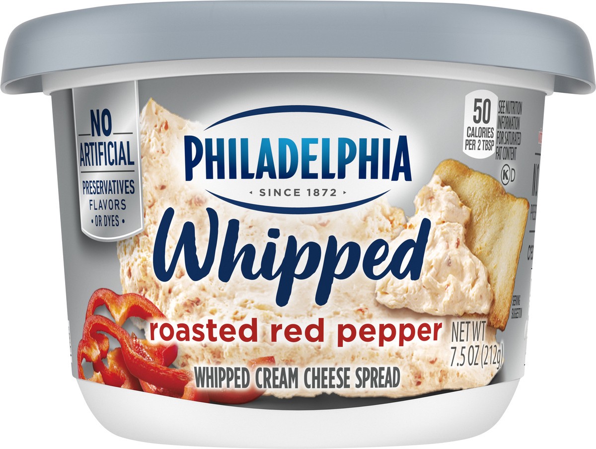 slide 1 of 1, Philadelphia Whipped Roasted Red Pepper Cream Cheese Lid (41648-00001 - C3434181) 7.5 oz (212g) English, 7.5 oz