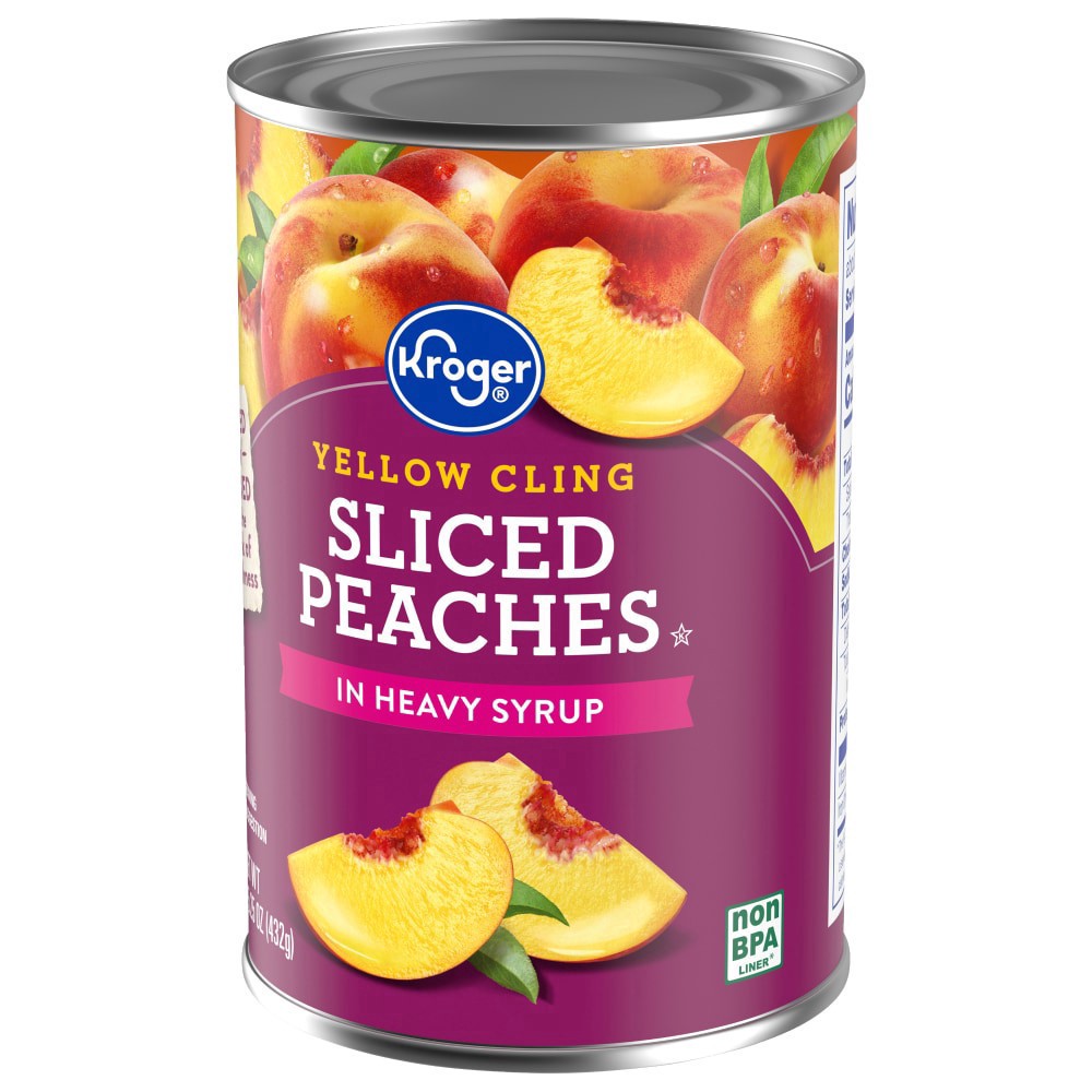 slide 4 of 5, Kroger Sliced Yellow Cling Peaches In Heavy Syrup, 15.25 oz